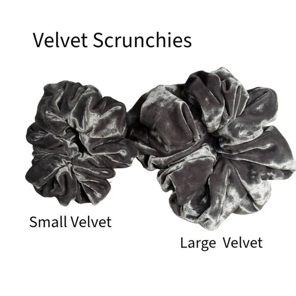 Large gray velvet scrunchie - soft & durable velvet fabric hand crafted - Picture 3 of 3